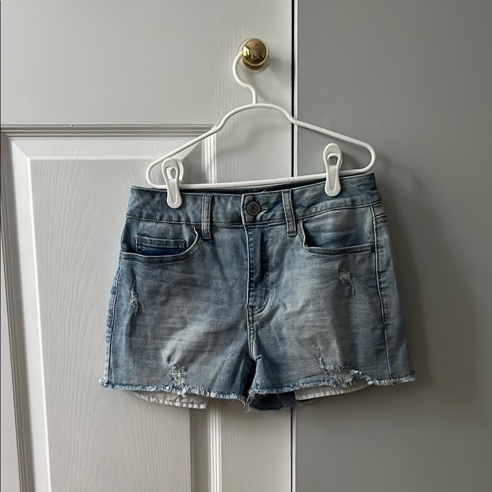 SO Blue Jean Shorts Distressed Mid-Thigh